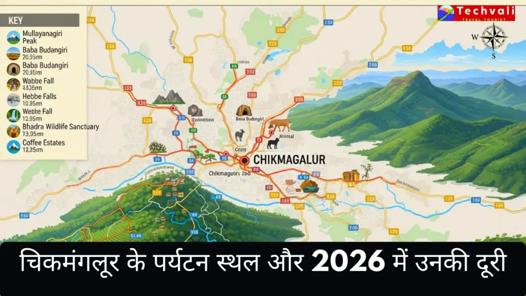 चिकमंगलूर के पर्यटन स्थल और 2026 में उनकी दूरी