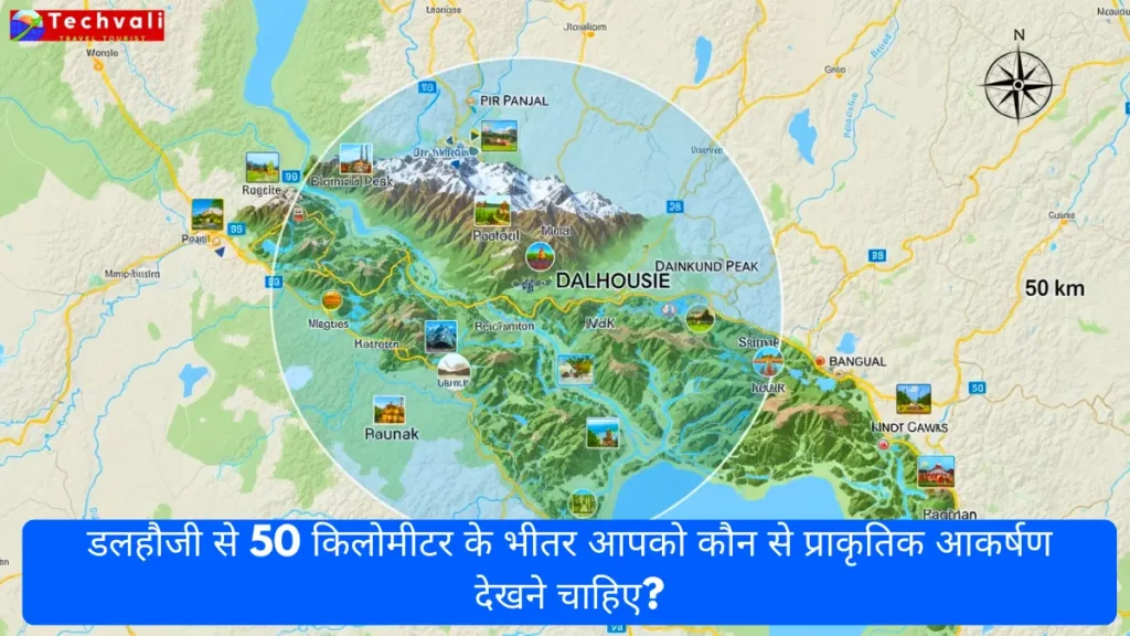 डलहौजी से 50 किलोमीटर के भीतर आपको कौन से प्राकृतिक आकर्षण देखने चाहिए?