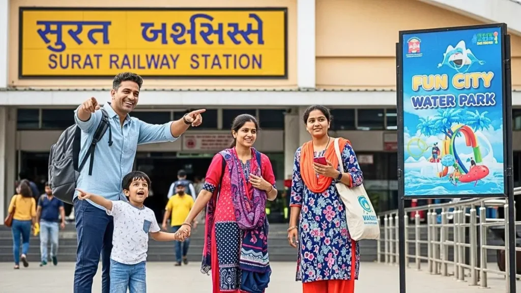 Surat Railway Station To Fun City Water Park Distance