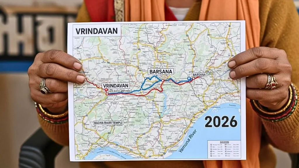 Vrindavan to Barsana Distance 2026 कितनी है और कैसे नापें